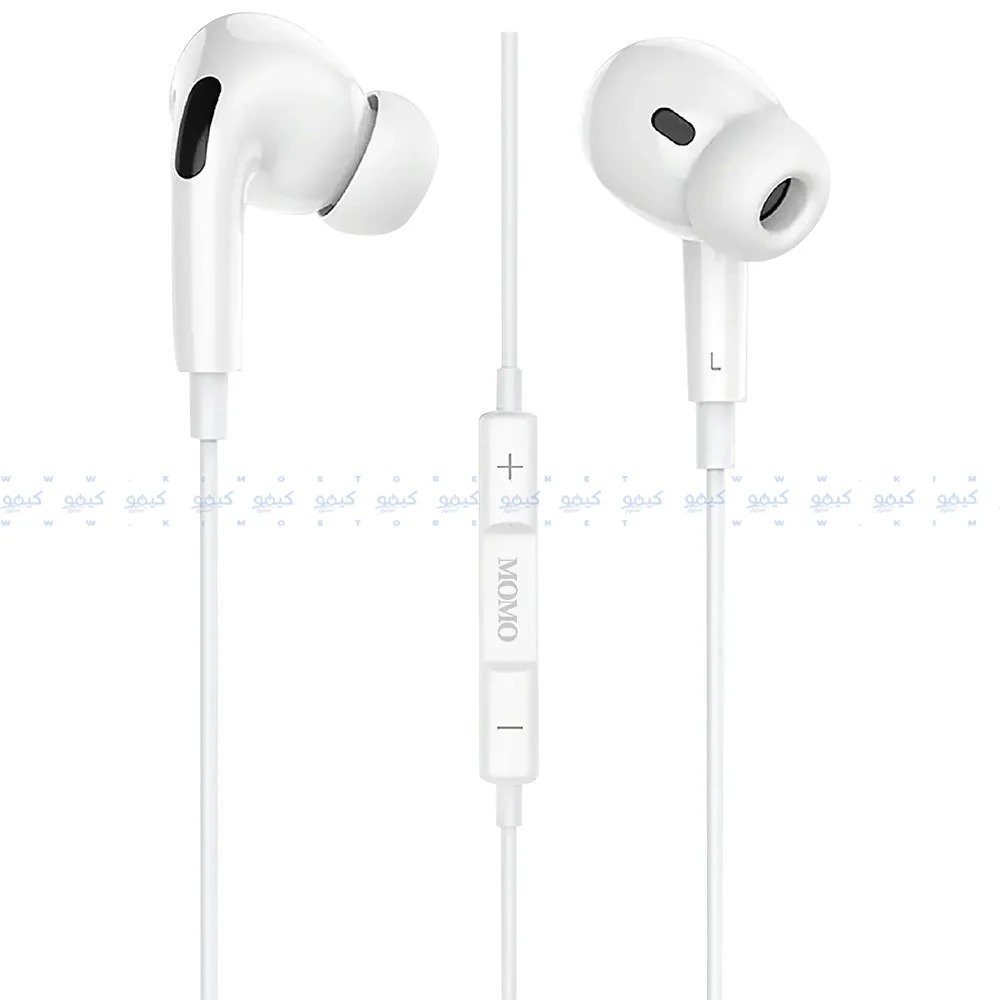 سماعة سلكية MOMO بمنفذ Lightning لأيفون موديل 022205 - MOMO Lightning Wired Earphone for iPhone 022205